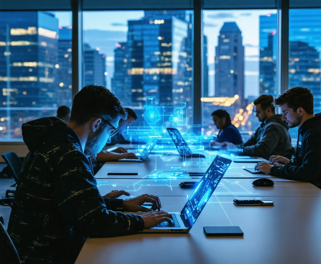 Современная аудитория в Бостоне с видом на технологический хаб